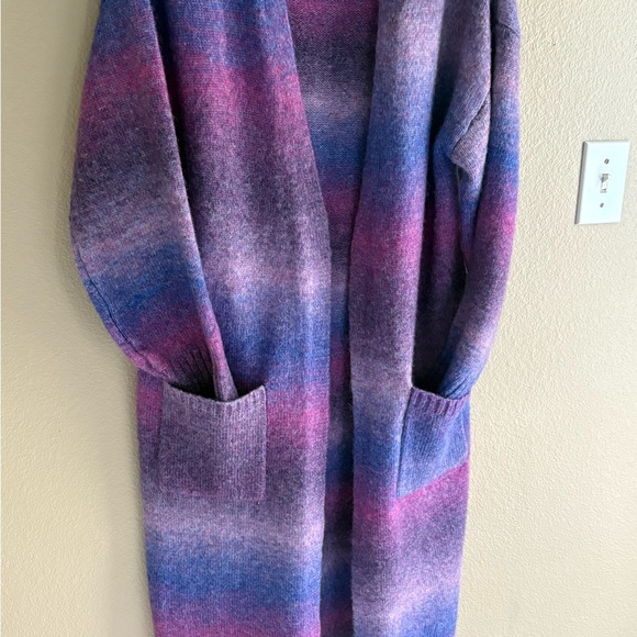 Cato Sweaters - Cato Women's multi colored Purple and Pink Open Front Cardigan long soft NWOT